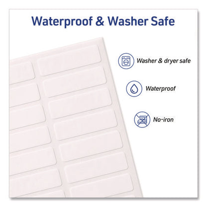 No-iron Fabric Labels, 0.5 X 1.75, White, 18/sheet, 3 Sheets/pack
