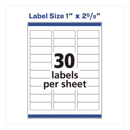 White Address Labels W/ Sure Feed Technology For Laser Printers, Laser Printers, 1 X 2.63, White, 30/sheet, 250 Sheets/box