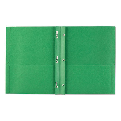 Two-pocket Folder, Prong Fastener, 0.5" Capacity, 11 X 8.5, Green, 25/box