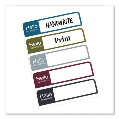 Flexible Self-adhesive Mini Name Badge Labels, 1 X 3.75, Hello, Assorted, 100/pack