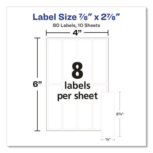 Erasable Id Labels, Inkjet/laser Printers, 0.88 X 2.88, White, 8/sheet, 10 Sheets/pack