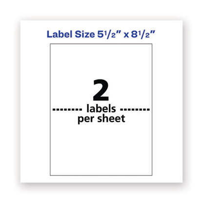 Waterproof Shipping Labels With Trueblock Technology, Laser Printers, 5.5 X 8.5, White, 2/sheet, 50 Sheets/pack
