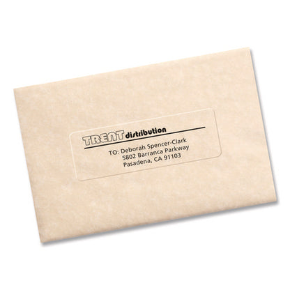 Matte Clear Easy Peel Mailing Labels W/ Sure Feed Technology, Laser Printers, 1.33 X 4, Clear, 14/sheet, 50 Sheets/box