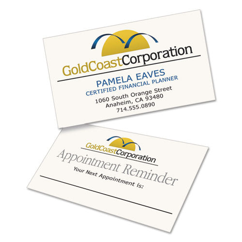 Clean Edge Business Cards, Laser, 2 X 3.5, Ivory, 10 Cards/sheet, 20 Sheets/pack