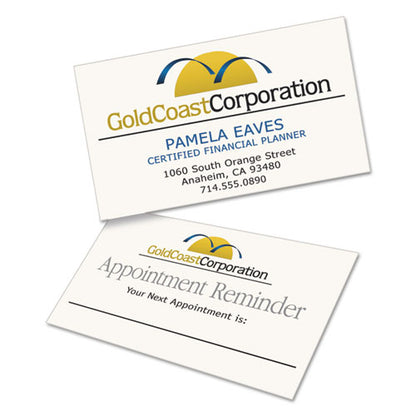 Clean Edge Business Cards, Laser, 2 X 3.5, Ivory, 10 Cards/sheet, 20 Sheets/pack