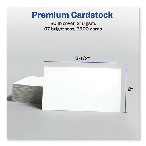 Printable Microperforated Business Cards With Sure Feed Technology, Laser, 2 X 3.5, White, 10/sheet, 250 Sheets/box