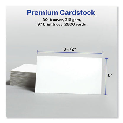 Printable Microperforated Business Cards With Sure Feed Technology, Laser, 2 X 3.5, White, 10/sheet, 250 Sheets/box