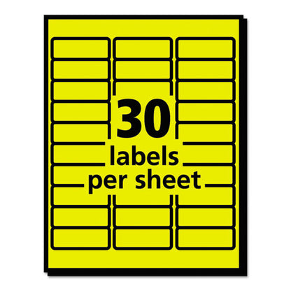 High-visibility Permanent Laser Id Labels, 1 X 2.63, Neon Yellow, 750/pack