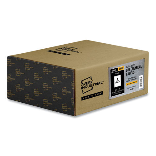 Ultraduty Ghs Chemical Waterproof And Uv Resistant Labels, 8.5 X 11, White, 500/pack