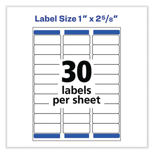 Removable Multi-use Labels, Inkjet/laser Printers, 1 X 2.63, White, 30/sheet, 25 Sheets/pack