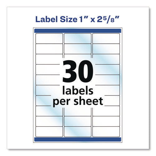 Glossy Clear Easy Peel Mailing Labels W/ Sure Feed Technology, Inkjet/laser Printers, 1 X 2.63, 30/sheet, 10 Sheets/pack