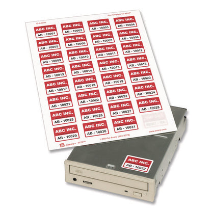 Permanent Id Labels W/ Sure Feed Technology, Inkjet/laser Printers, 1.25 X 1.75, White, 32/sheet, 15 Sheets/pack
