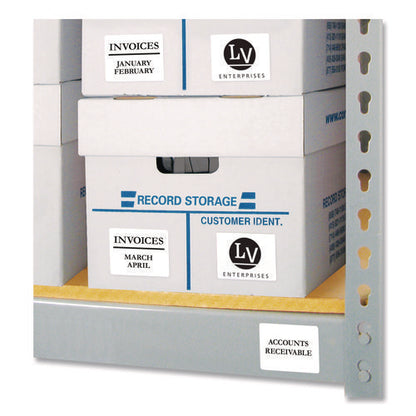 Permanent Id Labels W/ Sure Feed Technology, Inkjet/laser Printers, 2 X 2.63, White, 15/sheet, 15 Sheets/pack