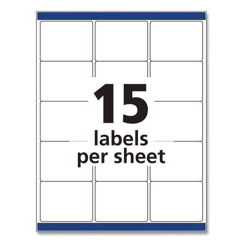 Permanent Id Labels W/ Sure Feed Technology, Inkjet/laser Printers, 2 X 2.63, White, 15/sheet, 15 Sheets/pack