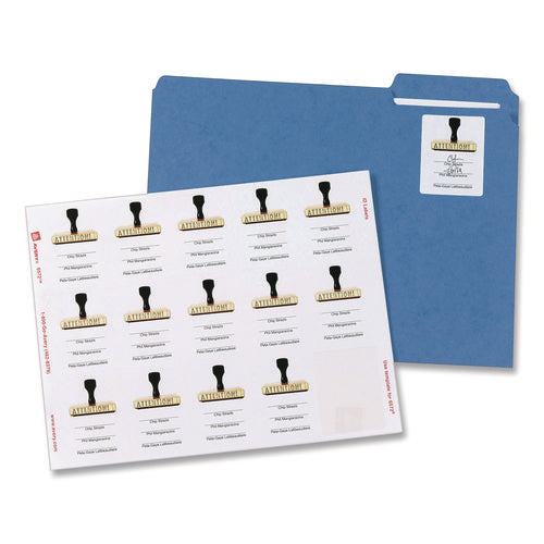 Permanent Id Labels W/ Sure Feed Technology, Inkjet/laser Printers, 2 X 2.63, White, 15/sheet, 15 Sheets/pack