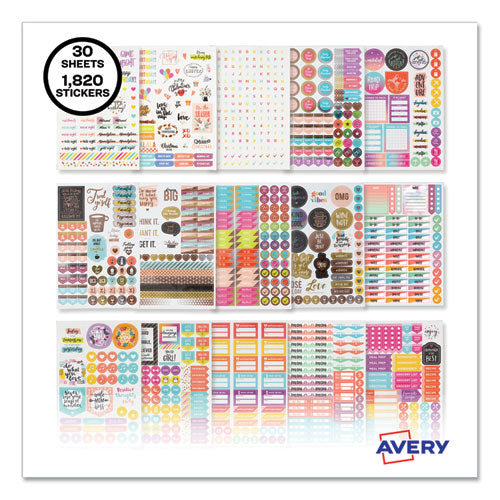 Planner Sticker Variety Pack For Moms: Budget, Family, Fitness, Holiday And Work Stickers, Assorted Sizes And Colors, 1820/pk