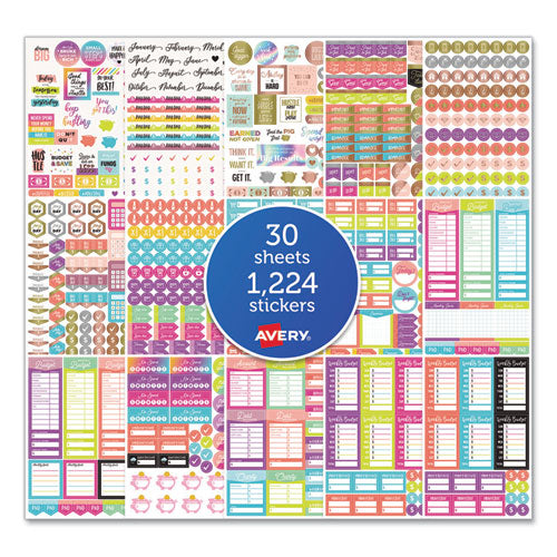 Budgeting Planner Stickers, Assorted Sizes And Colors, 1,224/pack