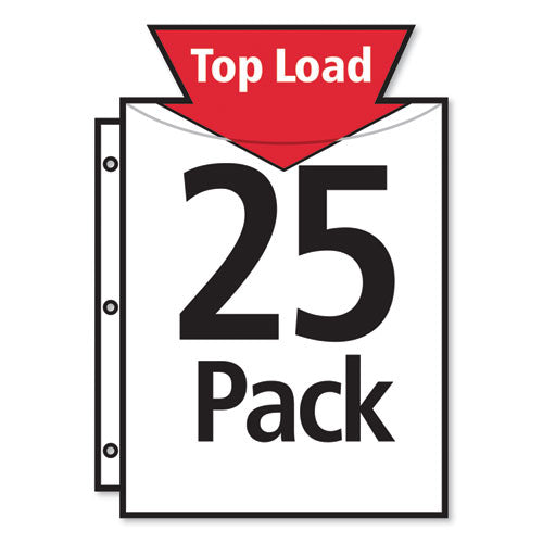 Heavyweight Easy Load Diamond Clear Sheet Protector, Side: 3-hole Punched, Top Load 8.5 X 14 Insert, Clear Front, 25/pack