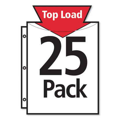 Heavyweight Easy Load Diamond Clear Sheet Protector, Side: 3-hole Punched, Top Load 8.5 X 14 Insert, Clear Front, 25/pack