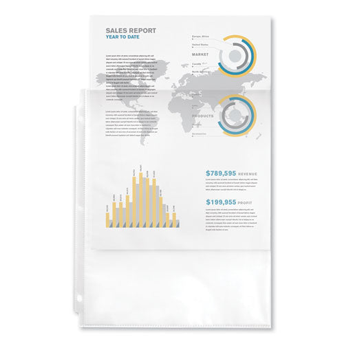 Economy Weight Sheet Protector, Light-duty, Side: 3-hole Punched, Top Load 8.5 X 11 Insert, Clear Front, 50/box