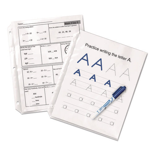 Economy Weight Sheet Protector, Light-duty, Side: 3-hole Punched, Top Load 8.5 X 11 Insert, Semi-clear Front, 100/box
