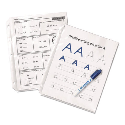 Economy Weight Sheet Protector, Light-duty, Side: 3-hole Punched, Top Load 8.5 X 11 Insert, Semi-clear Front, 100/box