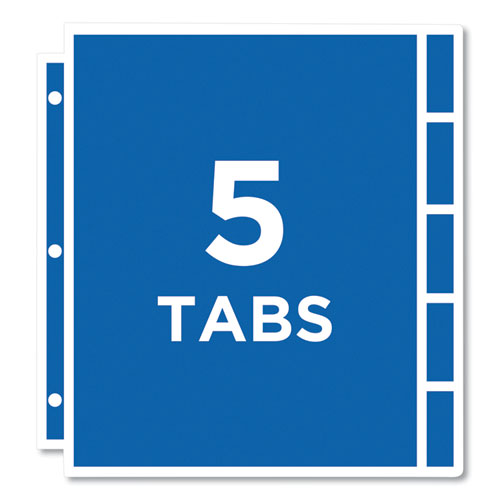 Protect 'n Tab Sheet Protectors, 5-tabs, Heavy-duty, Side: 3-hole Punched, Top Load 8.5 X 11 Insert, Clear, 5/set