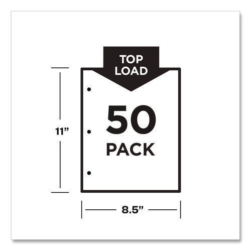 Page Size Heavyweight Three-hole Punched Sheet Protector, Top Load 8.5 X 11 Insert, Nonglare Clear Front, 50/box