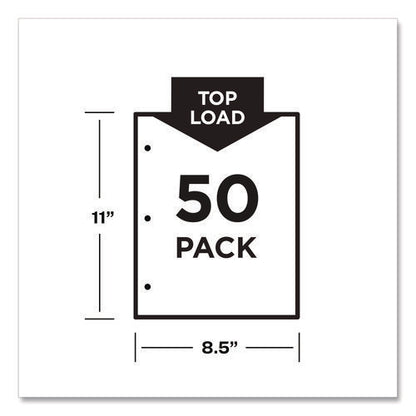 Page Size Heavyweight Three-hole Punched Sheet Protector, Top Load 8.5 X 11 Insert, Nonglare Clear Front, 50/box