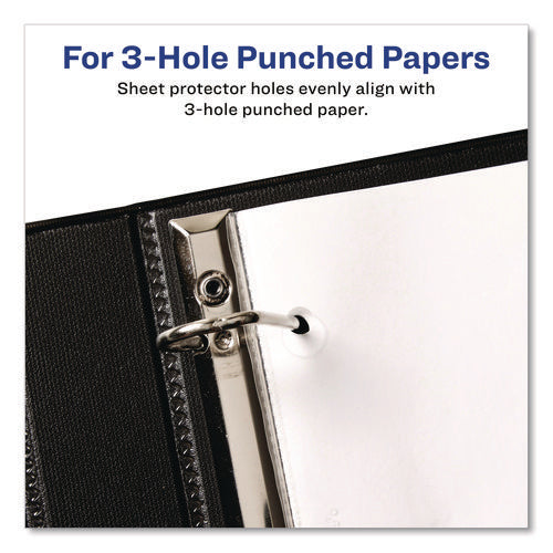 Page Size Heavyweight Three-hole Punched Sheet Protector, Top Load 8.5 X 11 Insert, Nonglare Clear Front, 50/box