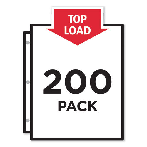Heavyweight Easy Load Non-glare Sheet Protector Value Pack, Side: 3-hole Punched, Top Load 8.5 X 11 Insert, Clear, 200/box