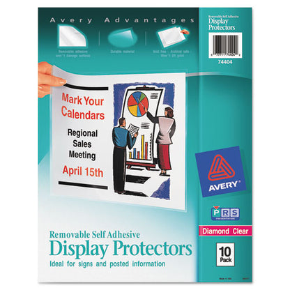 Removable Self-adhesive Clear Display Protector, 8.5 X 11 Insert, Diamond Clear, 10/pack