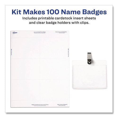 Clip-style Badge Holder With Laser/inkjet Insert, Top Load, 3.5 X 2.25, White, 100/box