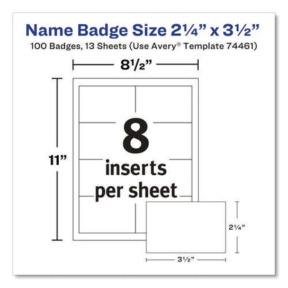 Clip-style Badge Holder With Laser/inkjet Insert, Top Load, 3.5 X 2.25, White, 100/box
