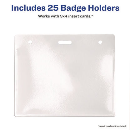 Secure Top Heavy-duty Badge Holders, Horizontal, 4w X 3h, Clear, 25/pack