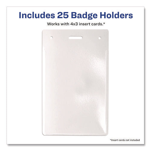 Secure Top Heavy-duty Badge Holders, Vertical, 3w X 4h, Clear, 25/pack