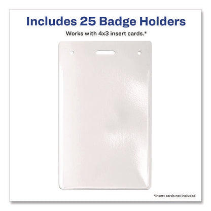 Secure Top Heavy-duty Badge Holders, Vertical, 3w X 4h, Clear, 25/pack
