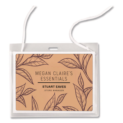 Necklace-style Badge Holder W/laser/inkjet Insert, Top Load, 4 X 3, We, 50/box