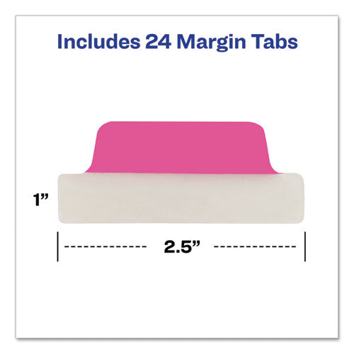 Ultra Tabs Repositionable Tabs, Margin Tabs: 2.5" X 1", 1/5-cut, Assorted Neon Colors, 24/pack