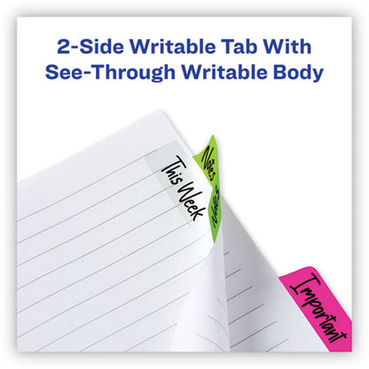 Ultra Tabs Repositionable Tabs, Margin Tabs: 2.5" X 1", 1/5-cut, Assorted Neon Colors, 24/pack