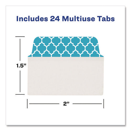 Ultra Tabs Repositionable Tabs, Fashion Patterns: 2" X 1.5", 1/5-cut, Assorted Colors, 24/pack