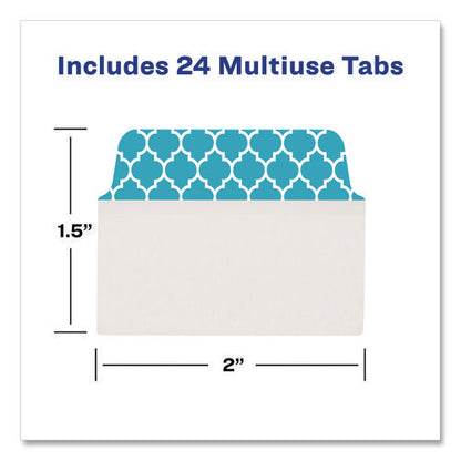 Ultra Tabs Repositionable Tabs, Fashion Patterns: 2" X 1.5", 1/5-cut, Assorted Colors, 24/pack
