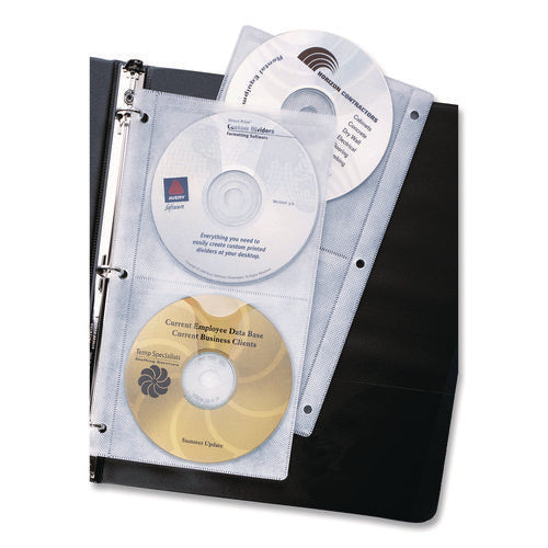 Two-sided Cd Organizer Sheets For Three-ring Binder, 4 Disc Capacity, Clear, 5/pack