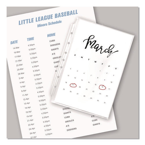Mini Size Heavyweight Diamond Clear Sheet Protector, Side: 7-hole Punched, Top Load 8.5 X 5.5 Insert, Clear Front, 25/pack