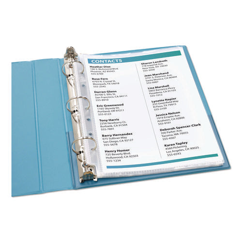Mini Size Heavyweight Diamond Clear Sheet Protector, Side: 7-hole Punched, Top Load 8.5 X 5.5 Insert, Clear Front, 25/pack