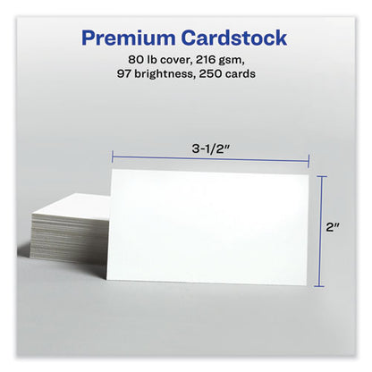 Printable Microperforated Business Cards With Sure Feed Technology, Inkjet, 2 X 3.5, White, 10/sheet, 25 Sheets/pack