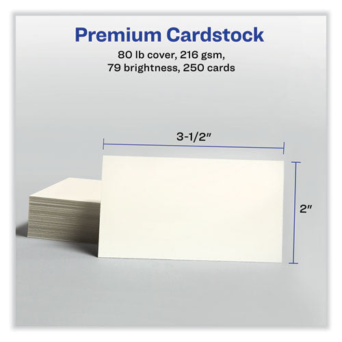 Printable Microperforated Business Cards With Sure Feed Technology, Inkjet, 2 X 3.5, Ivory, 10/sheet, 25 Sheets/pack