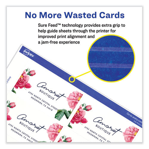 Printable Microperforated Business Cards With Sure Feed Technology, Inkjet, 2 X 3.5, Ivory, 10/sheet, 25 Sheets/pack