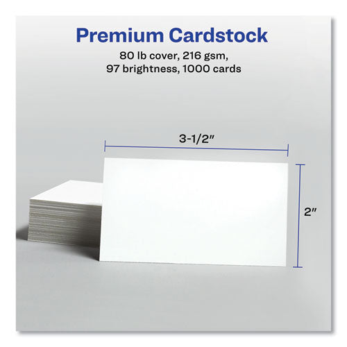 Printable Microperforated Business Cards With Sure Feed Technology, Inkjet, 2 X 3.5, White, 10/sheet, 100 Sheets/bx