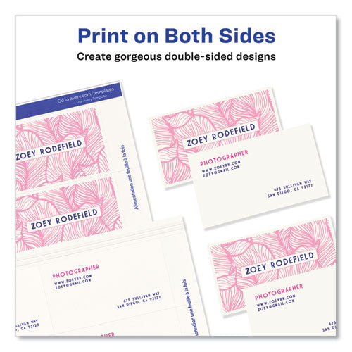Printable Microperforated Business Cards With Sure Feed Technology, Inkjet, 2 X 3.5, White, 10/sheet, 100 Sheets/bx